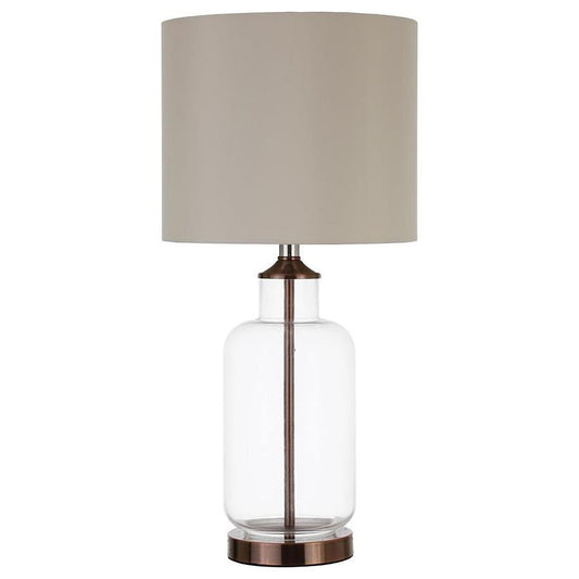 Aisha - Drum Shade Table Lamp - Creamy Beige And Clear