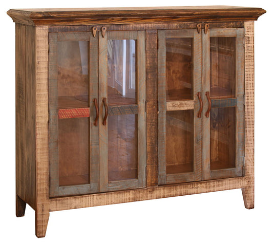 Antique - Console With 4 Glass Doors - Multicolor