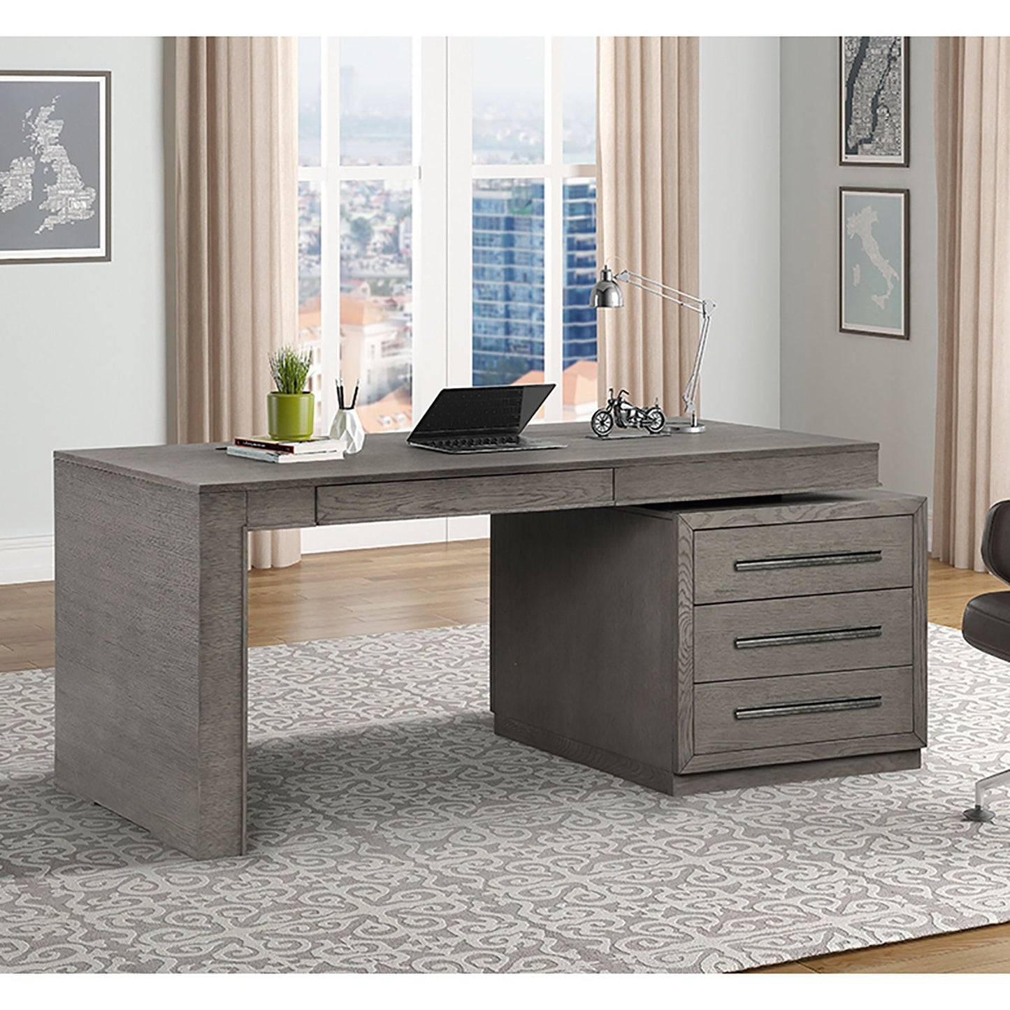 Pure Modern - Executive Desk - Moonstone