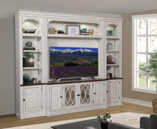 Provence - 4 Piece Modular Entertainment Wall - Vintage Alabaster