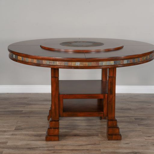 Santa Fe - 60" Round Table With Lazy Susan - Dark Brown