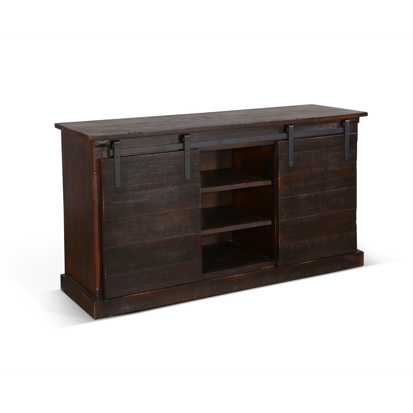 TV Console With Barn Door - Charred Oak