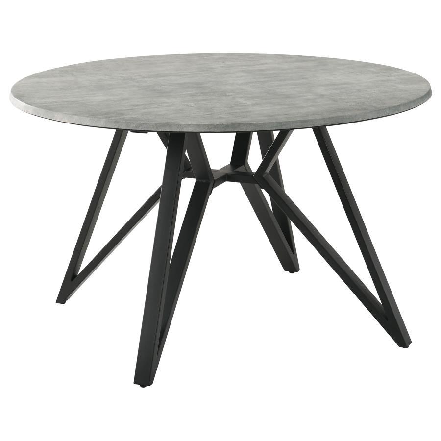 Neil - Round Wood Top Dining Table - Concrete And Black