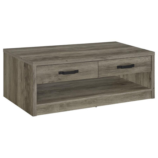 Felix - 2-Drawer Rectangular Engineered Wood Coffee Table - Gray Driftwood