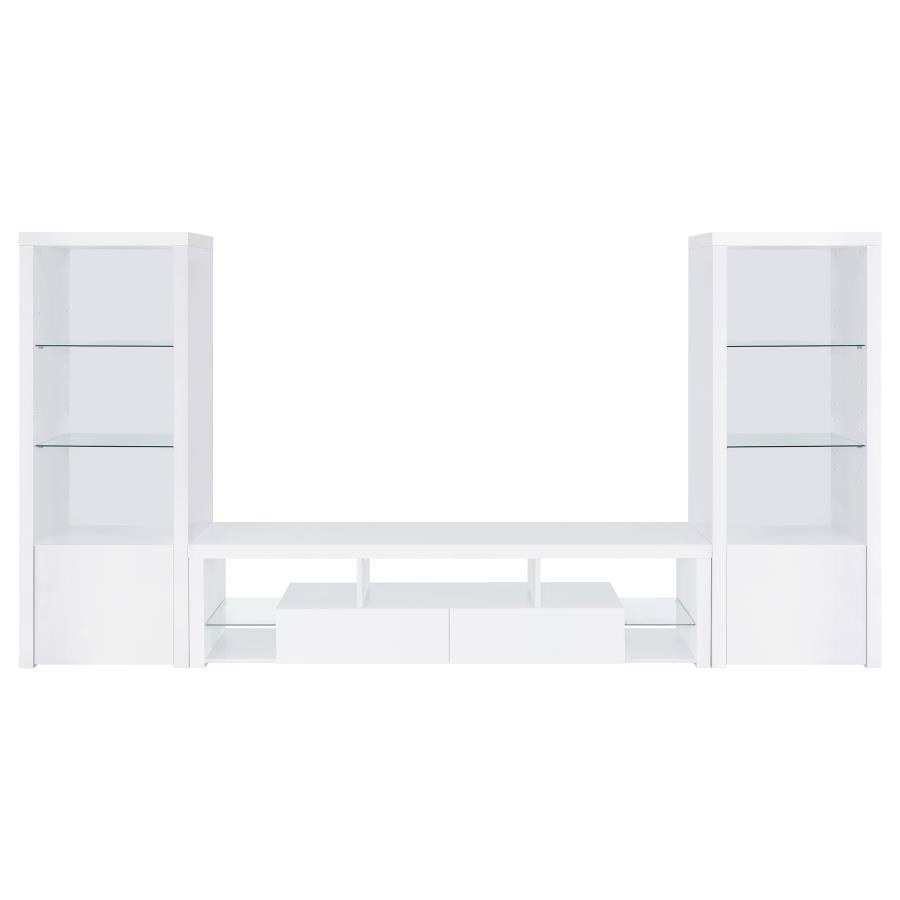 Jude - 3 Piece Entertainment Center With 71" TV Stand - White High Gloss