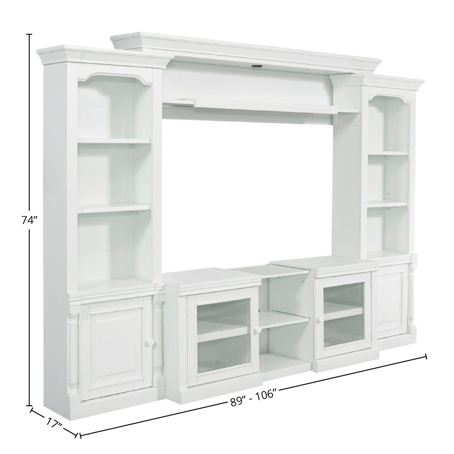 Premier Alpine - 4 Pieces Entertainment Wall - Cottage White