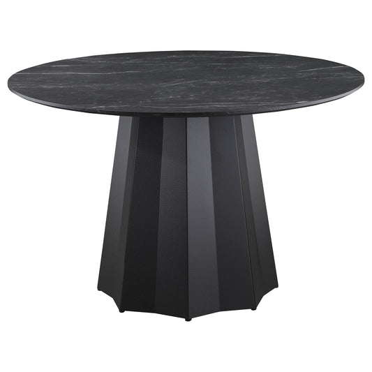 Camden - Round 48" Faux Marble Top Dining Table - Black