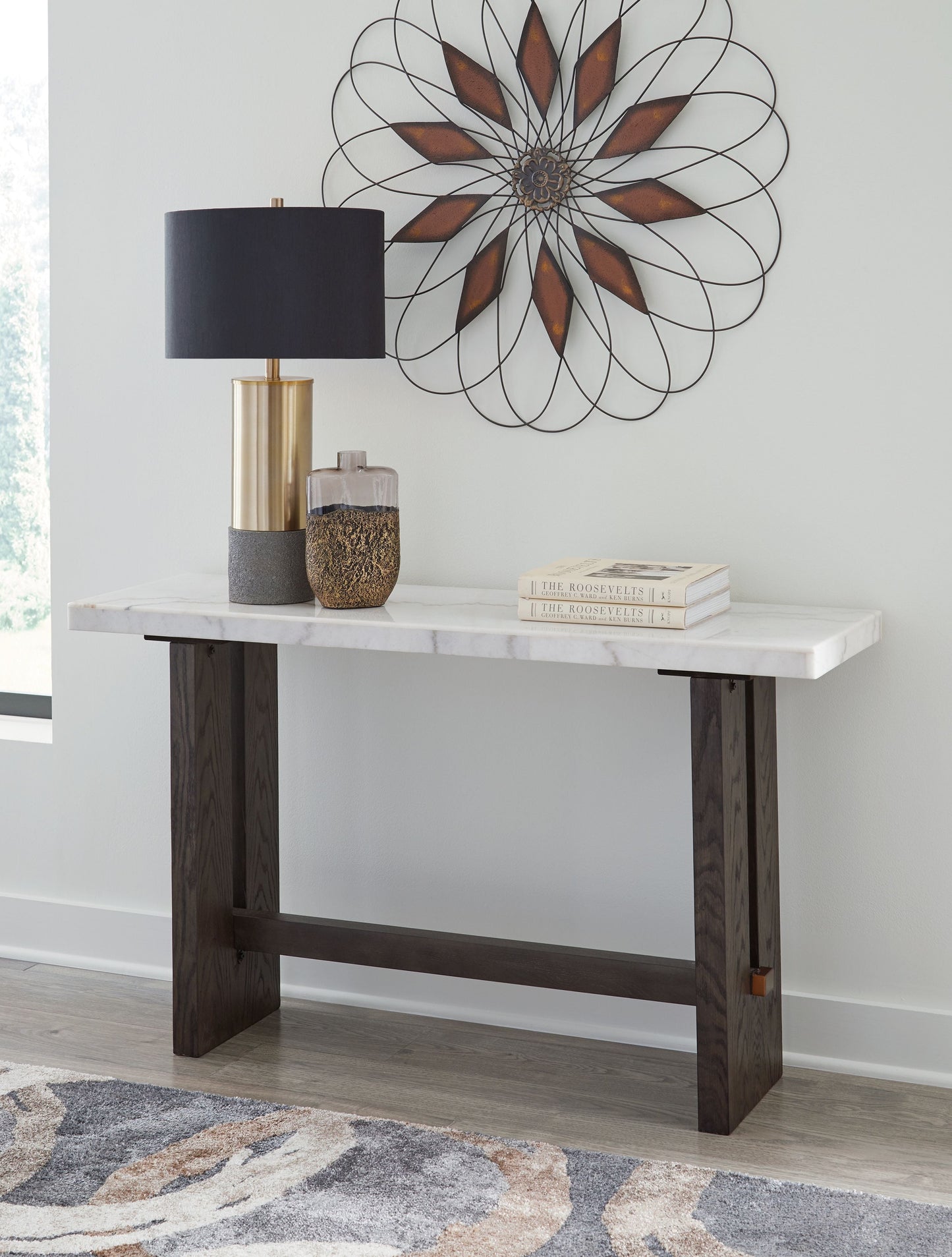 Burkhaus - White / Dark Brown - Sofa Table