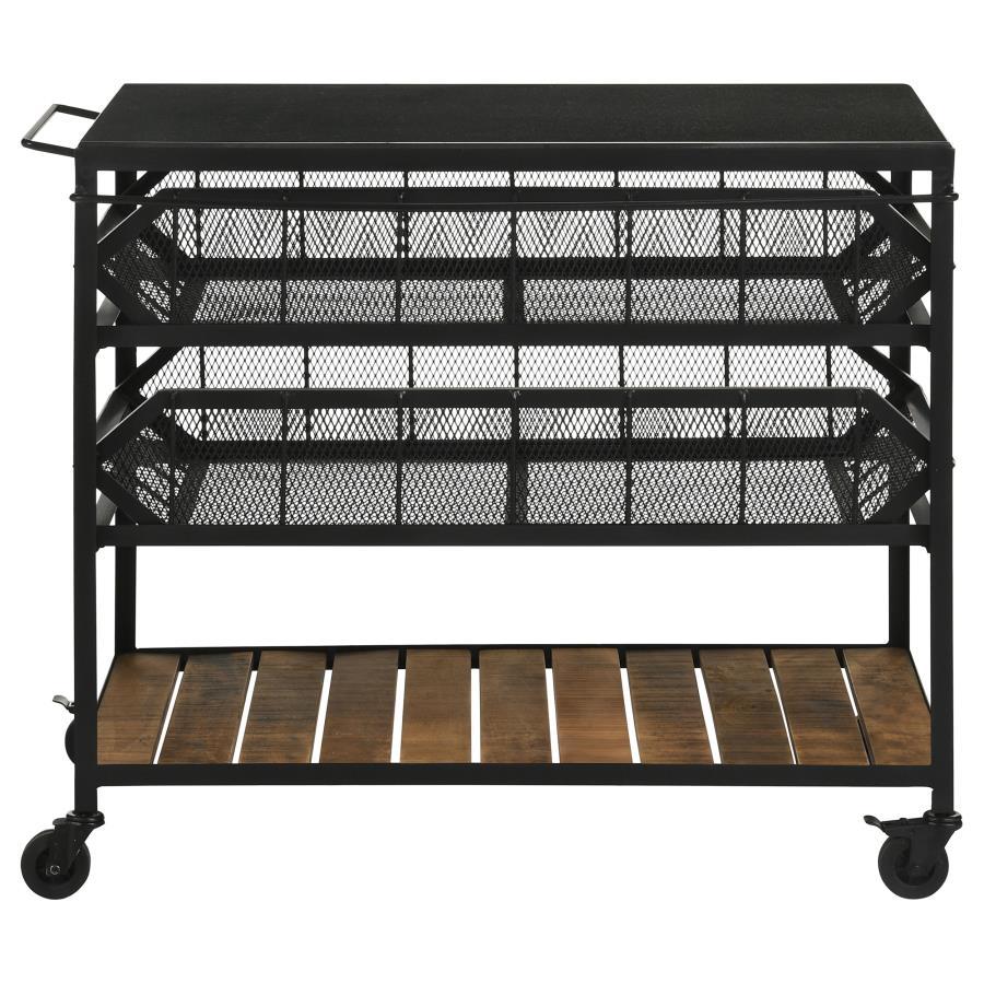 Evander - Accent Storage Cart With Casters - Natural And Black