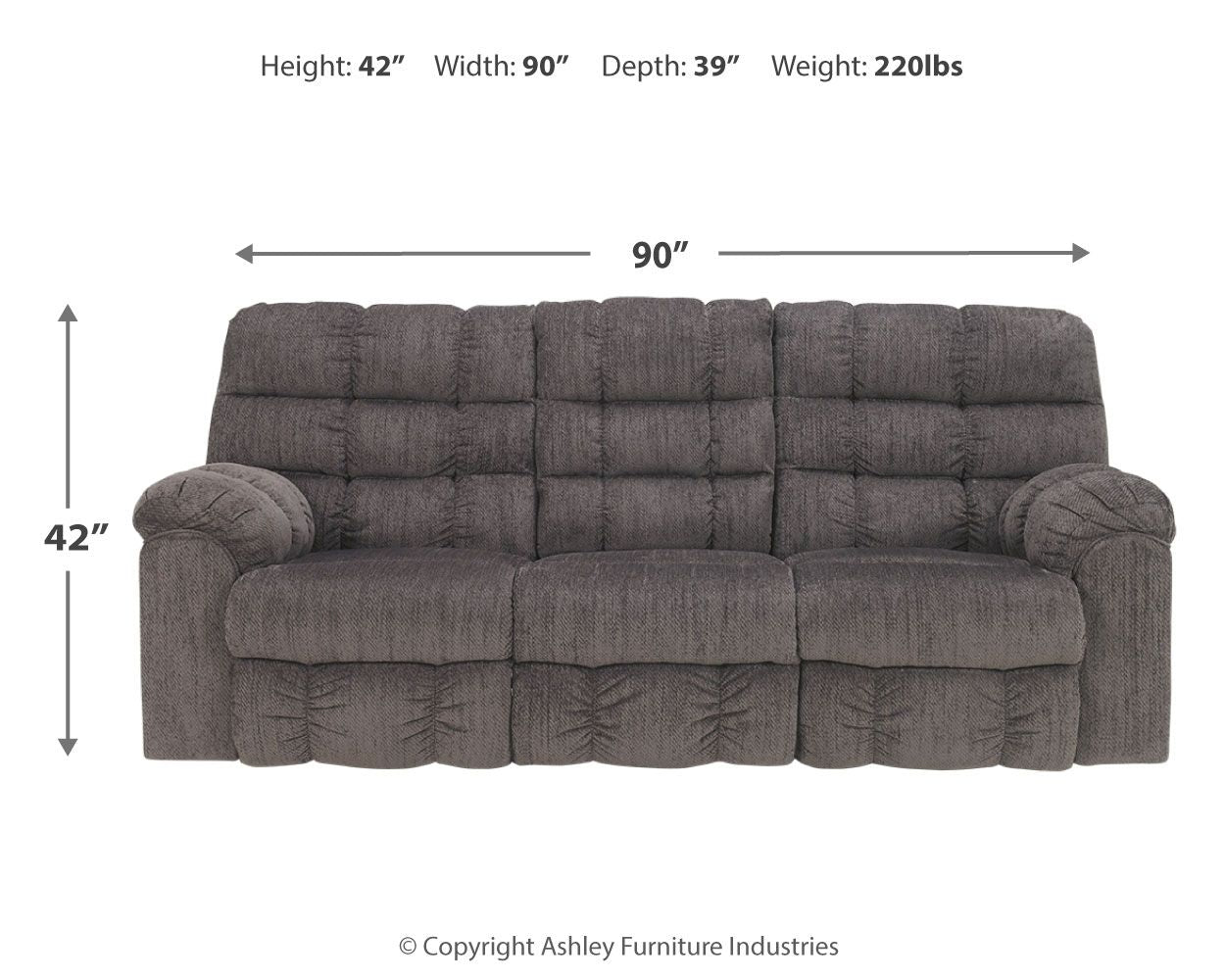 Acieona - Slate - Rec Sofa W/Drop Down Table