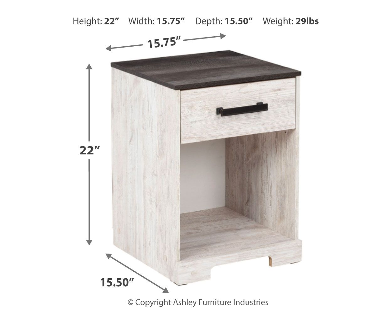 Shawburn - Whitewash / Charcoal Gray - One Drawer Night Stand