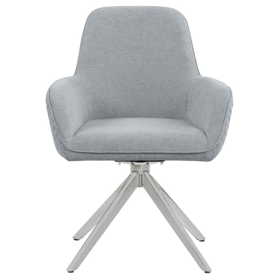 Abby - Flare Arm Side Chair - Light Gray And Chrome