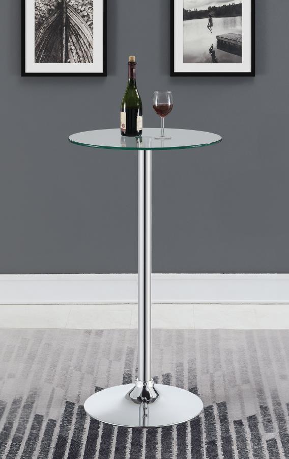 Abiline - Glass Top Round Bar Table - Chrome