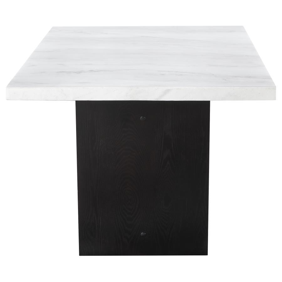 Sherry - Trestle Base Marble Top Dining Table - Espresso And White