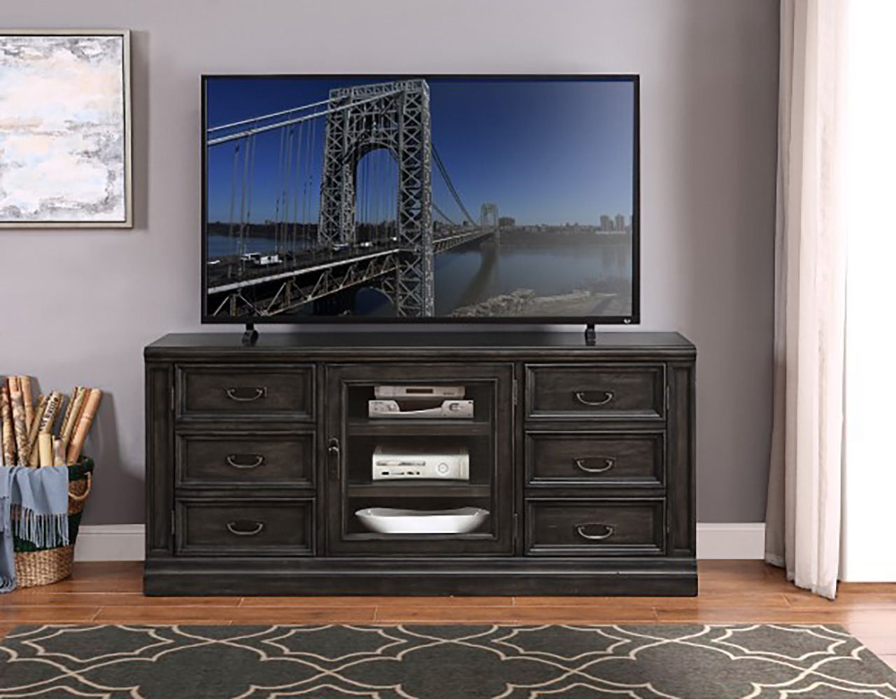 Washington Heights - TV Console - Washed Charcoal