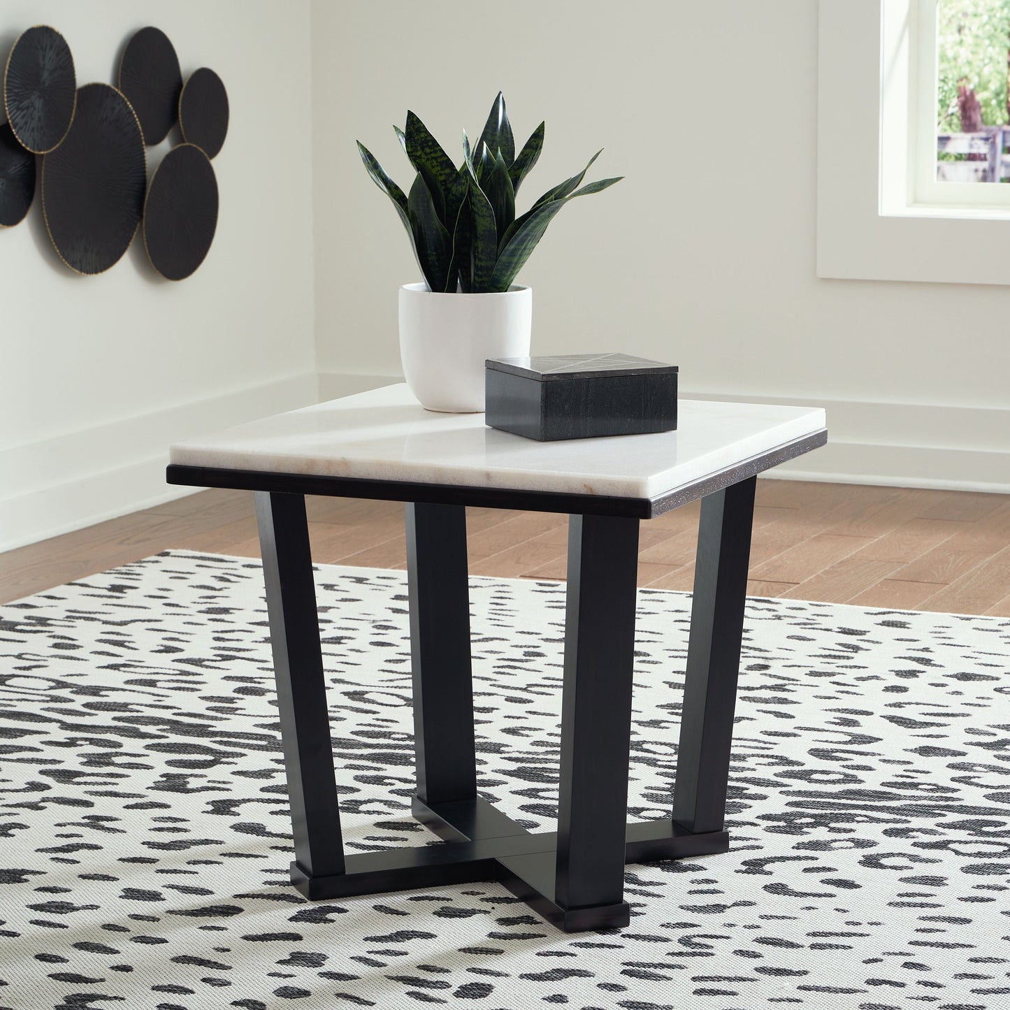 Fostead - White / Espresso - Square End Table