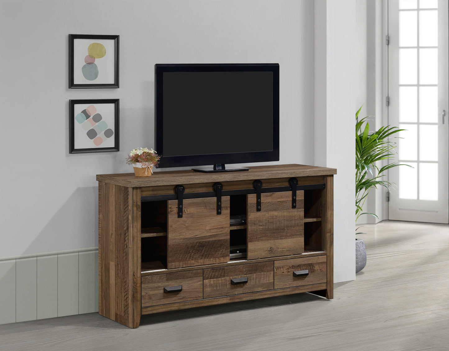 Calhoun - Media Chest With Barn Door - Brown