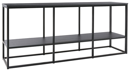 Yarlow - Black - Extra Large TV Stand - Open Shelves