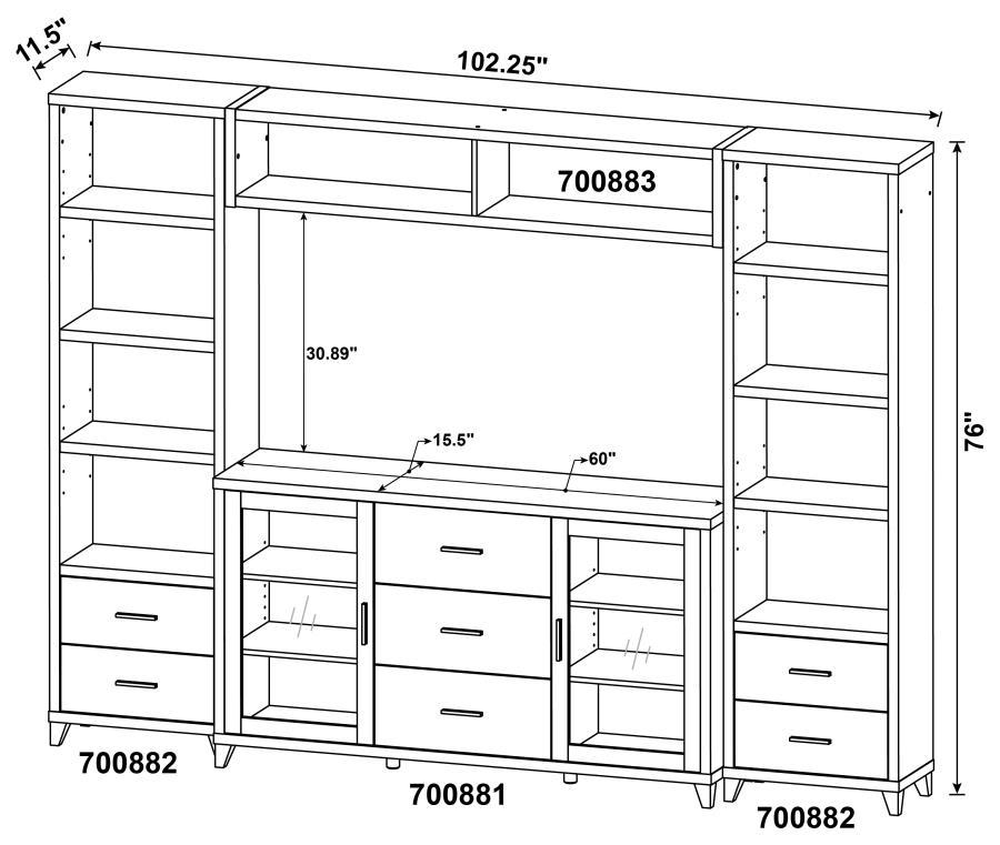 Lewes - 4 Piece Entertainment Center - Cappuccino