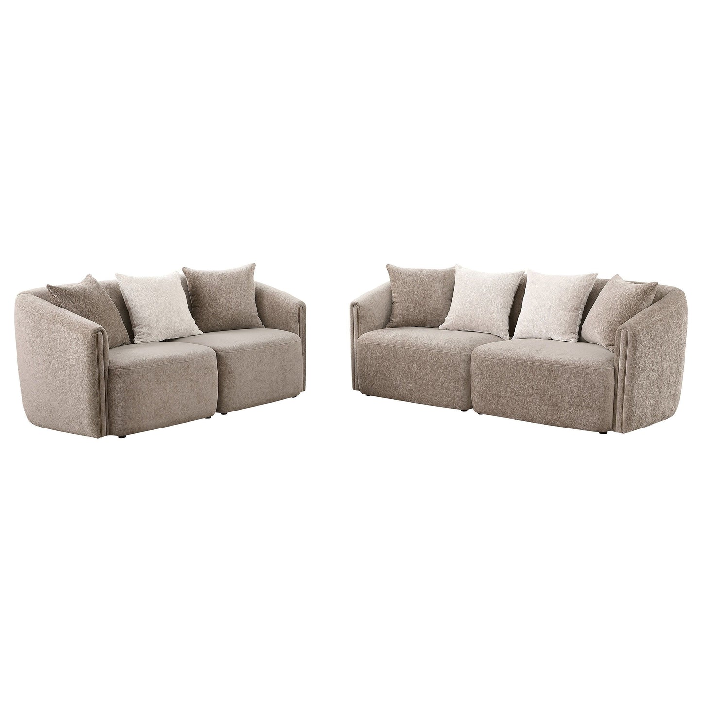 Townsend - 2 Piece Chenille Upholstered Sofa Set - Latte