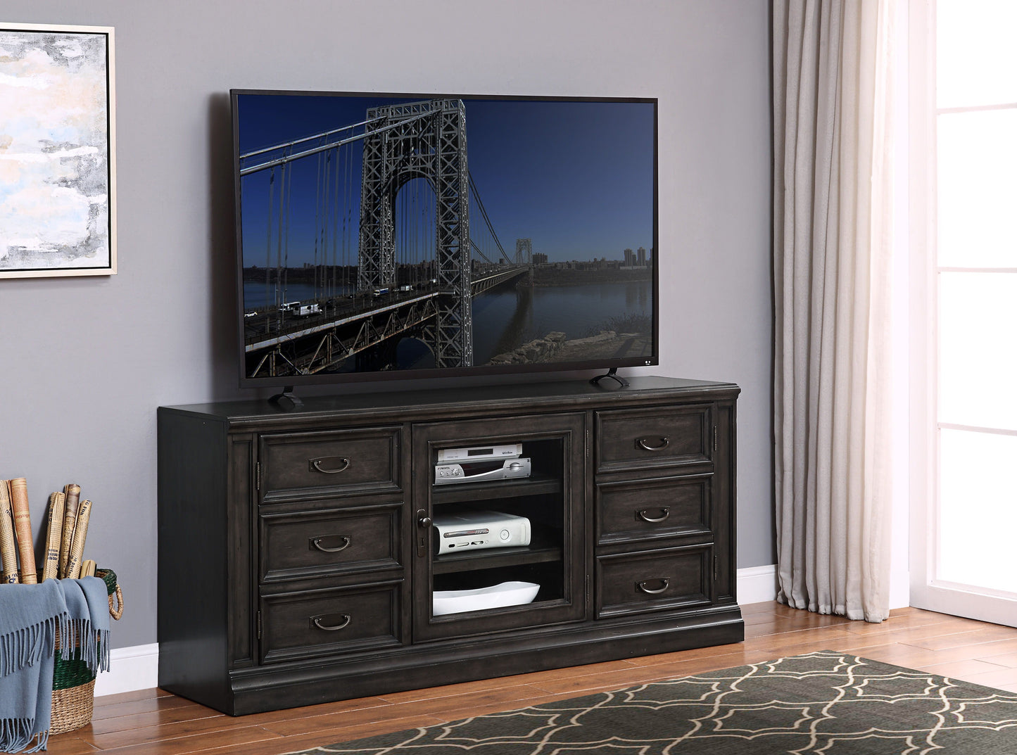 Washington Heights - TV Console - Washed Charcoal