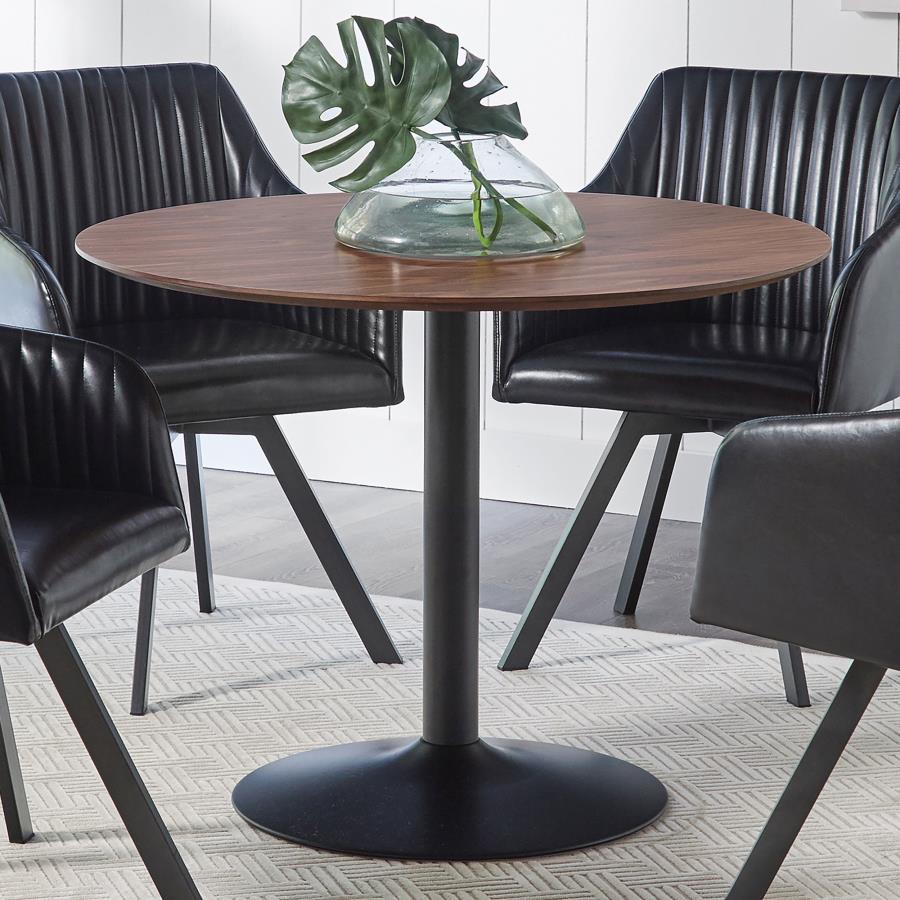 Lana - Round Dining Table - Walnut And Black