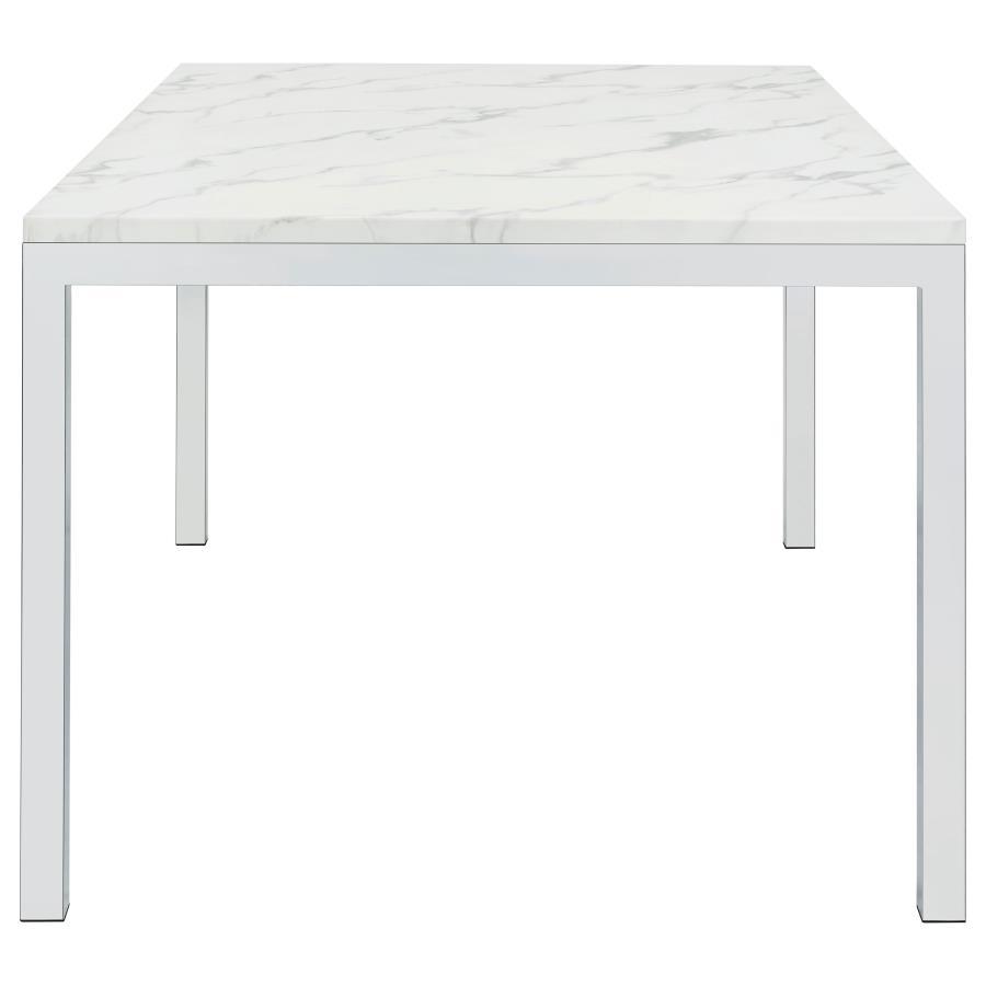 Athena - Rectangle Dining Table With Marble Top - Chrome